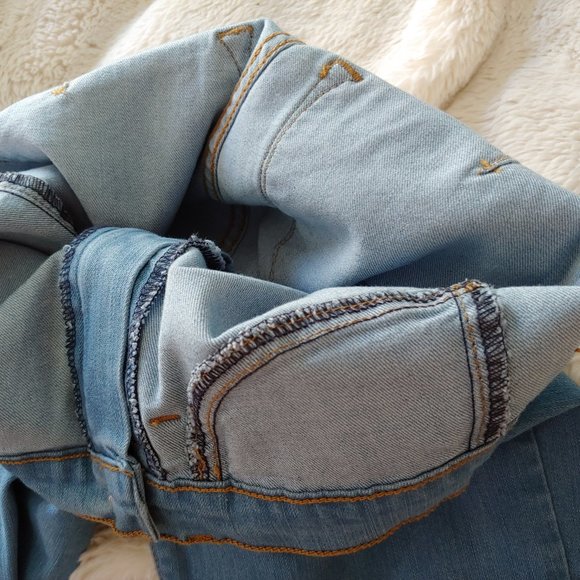 Judy Blues 5/27 Hippie Flare Stretch Raw Hem Denim Jeans - Picture 12 of 13